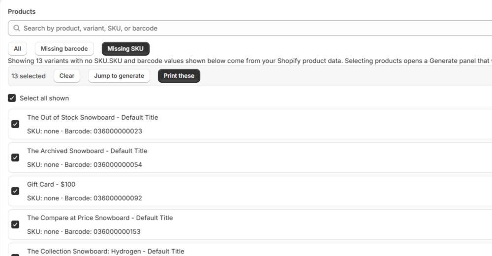 Picking products and generating barcode labels in the Mastiff Barcode Labels admin